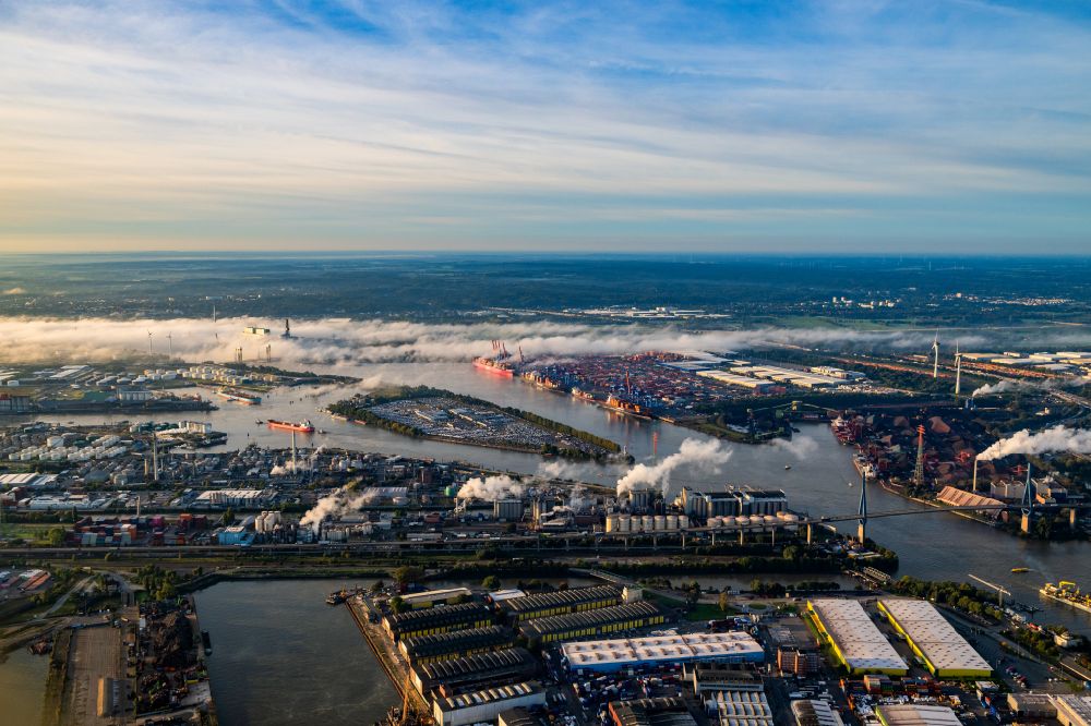 Hamburg von oben - Container Terminal Altenwerder (CTA) am Ufer der Elbe im Stadtteil Altenwerder in Hamburg