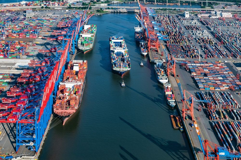 Luftbild Hamburg - Container Terminal Burchhardkai am Hamburger Hafen / Waltershofer Hafen in Hamburg