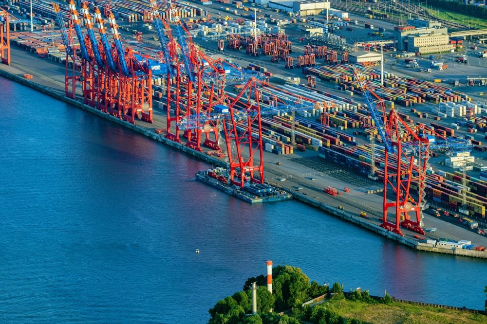 Hamburg von oben - Container Terminal Burchhardkai am Hamburger Hafen / Waltershofer Hafen in Hamburg