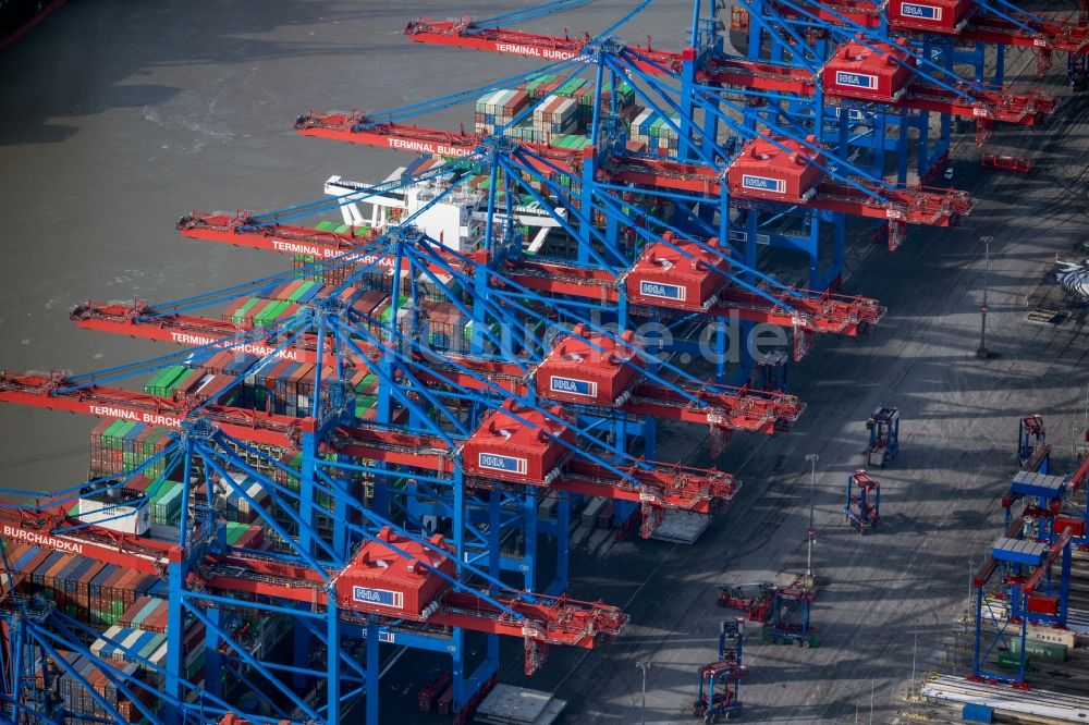 Luftaufnahme Hamburg - Container Terminal Burchhardkai am Hamburger Hafen / Waltershofer Hafen in Hamburg