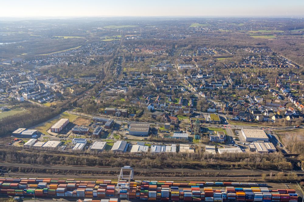 Luftaufnahme Dortmund - Container- Terminal im GVZ Güterverkehrszentrum in Dortmund im Bundesland Nordrhein-Westfalen, Deutschland
