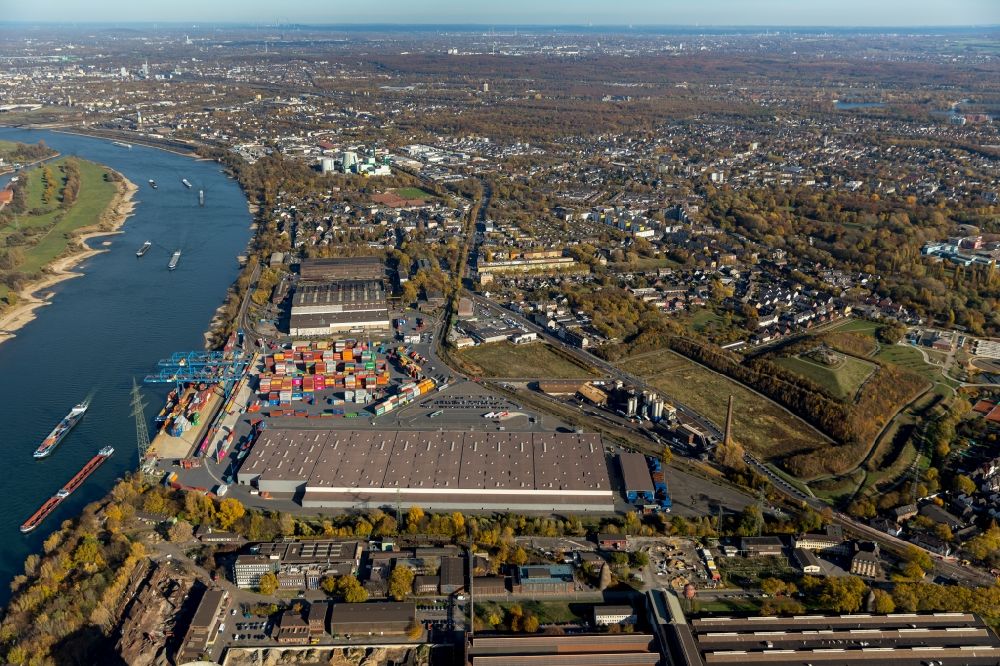 Luftbild Duisburg - Container- Terminal im GVZ Güterverkehrszentrum in Duisburg im Bundesland Nordrhein-Westfalen, Deutschland