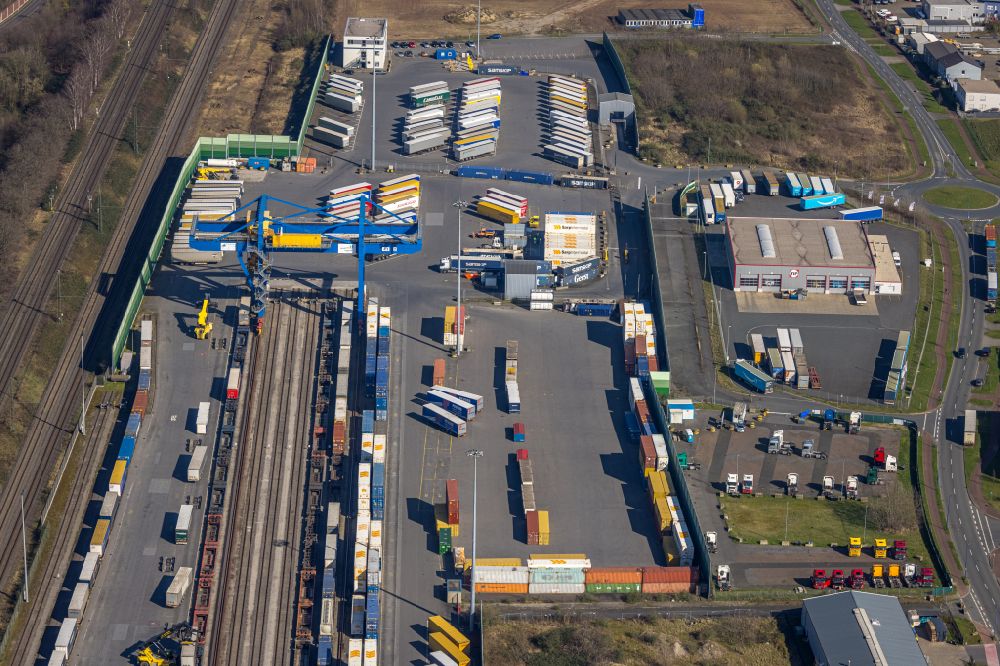 Luftaufnahme Duisburg - Container- Terminal Samskip Multimodal Rail Terminal im logport in Duisburg im Bundesland Nordrhein-Westfalen, Deutschland