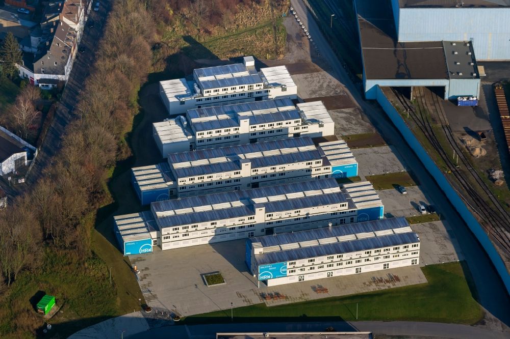 Mülheim an der Ruhr aus der Vogelperspektive: Containerbau der Hochschule Ruhr West, HRW in Mülheim an der Ruhr im Bundesland Nordrhein-Westfalen
