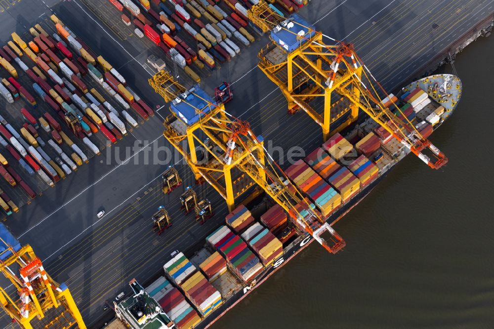 Bremerhaven von oben - Containerterminal im Containerhafen des Überseehafen in Bremerhaven im Bundesland Bremen, Deutschland