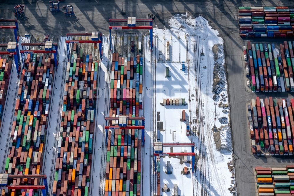 Hamburg von oben - Containerterminal im Containerhafen des Überseehafen Burchardkai von Eurogate im Ortsteil Waltershof in Hamburg, Deutschland