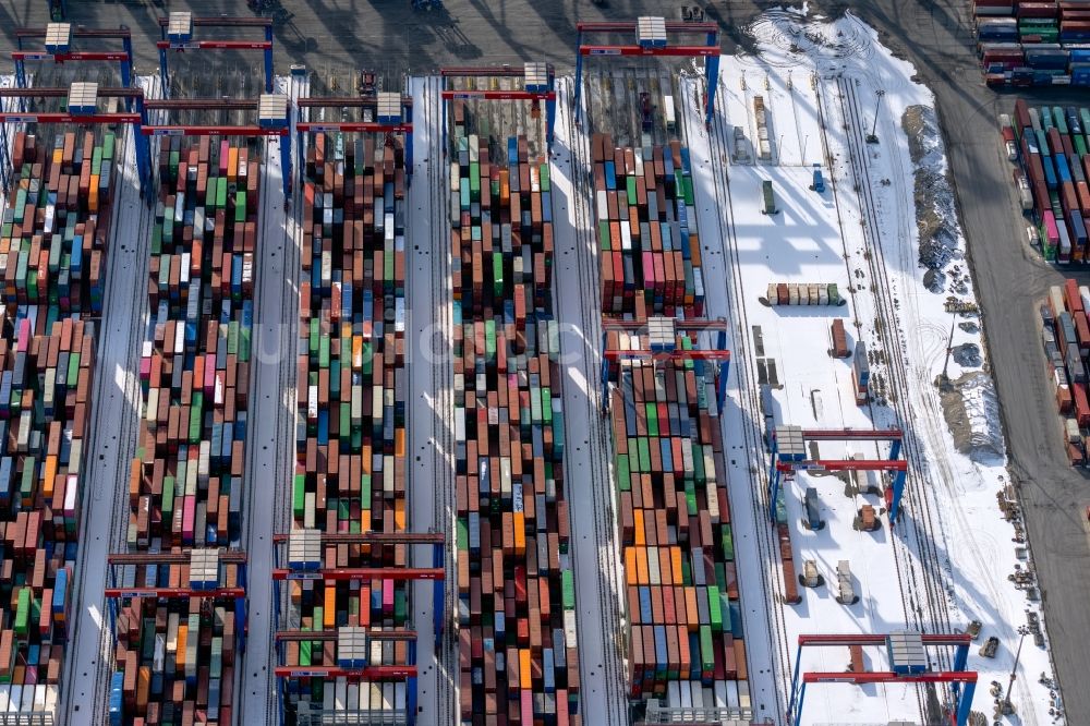 Hamburg von oben - Containerterminal im Containerhafen des Überseehafen Burchardkai von Eurogate im Ortsteil Waltershof in Hamburg, Deutschland
