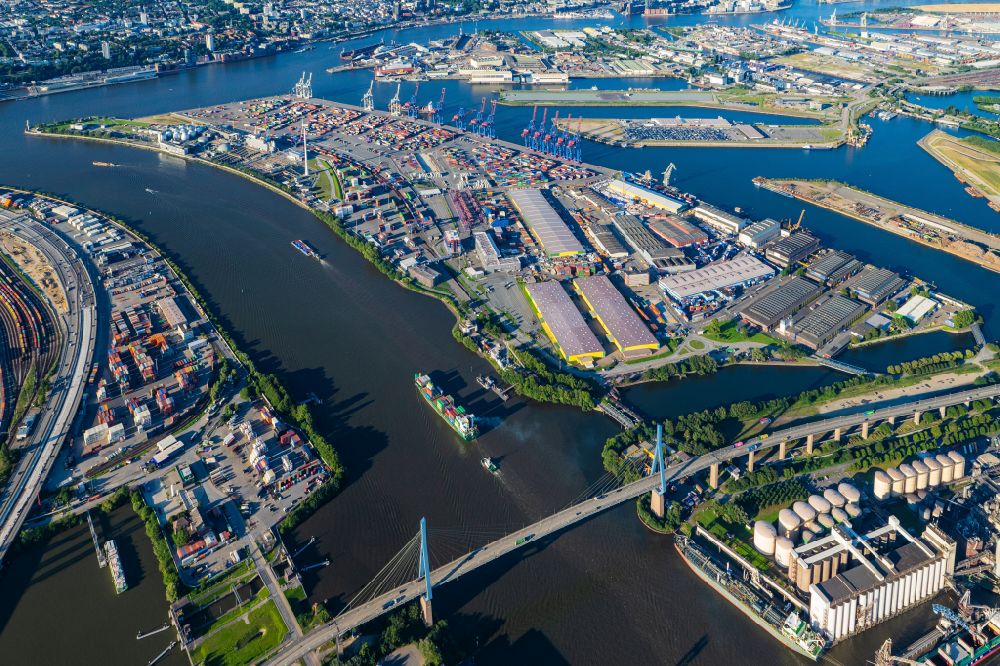 Hamburg von oben - Containerterminal im Containerhafen des Überseehafen Container Terminal Tollerort in Hamburg