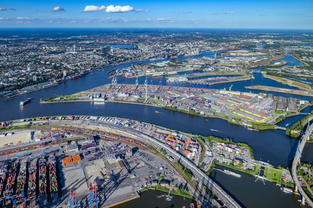 Luftaufnahme Hamburg - Containerterminal im Containerhafen des Überseehafen Container Terminal Tollerort in Hamburg