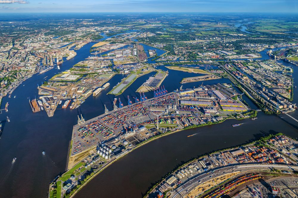 Luftaufnahme Hamburg - Containerterminal im Containerhafen des Überseehafen Container Terminal Tollerort in Hamburg