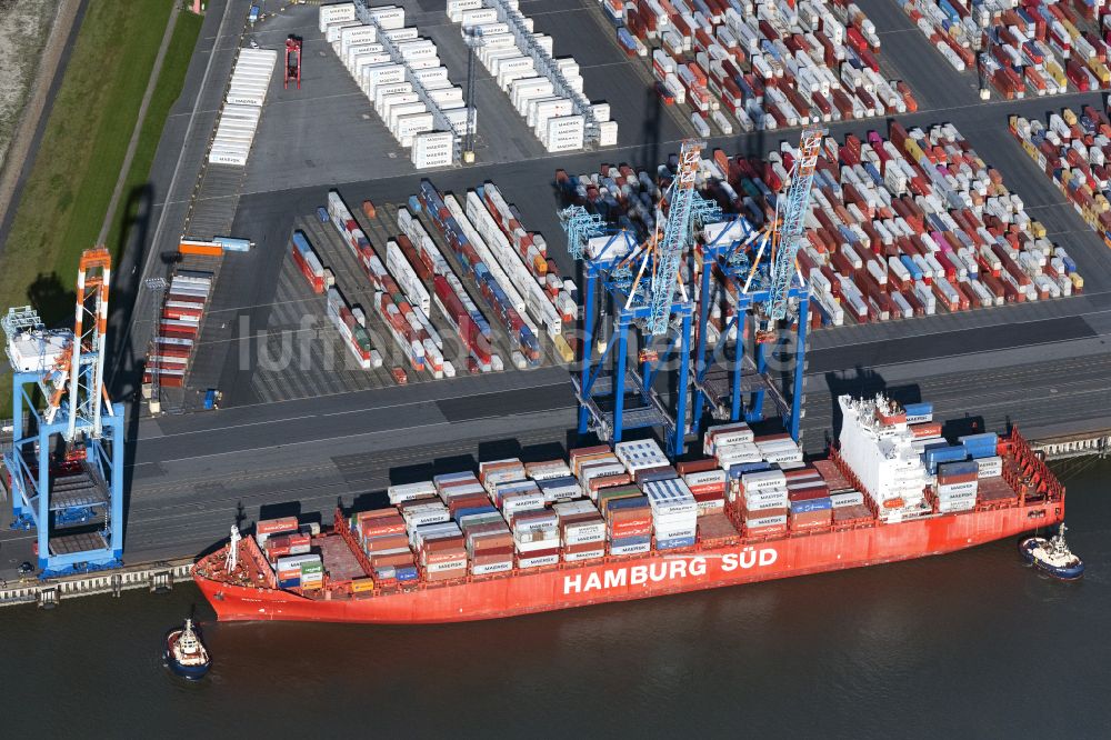 Luftaufnahme Bremerhaven - Containerterminal im Containerhafen des Überseehafen der EUROGATE Container Terminal Bremerhaven GmbH in Bremerhaven im Bundesland Bremen