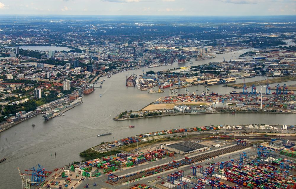 Luftbild Hamburg - Containerterminal im Containerhafen des Überseehafen der EUROGATE Container Terminal Hamburg GmbH in Hamburg