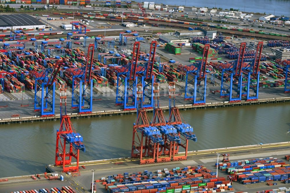 Luftaufnahme Hamburg - Containerterminal im Containerhafen des Überseehafen der EUROGATE Container Terminal Hamburg GmbH in Hamburg