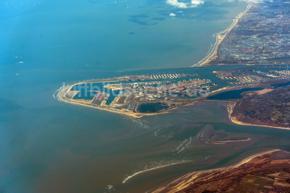 Maasvlakte von oben - Containerterminal im Containerhafen des Überseehafen Europoort in Maasvlakte in Südholland, Niederlande