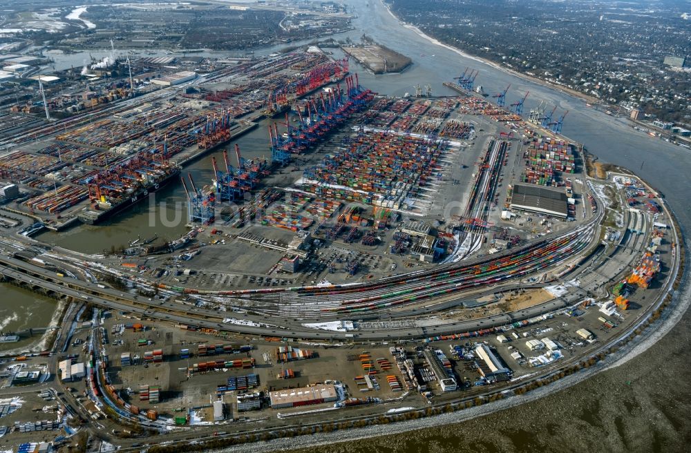 Luftbild Hamburg - Containerterminal im Containerhafen des Überseehafen Hamburg in Hamburg, Deutschland