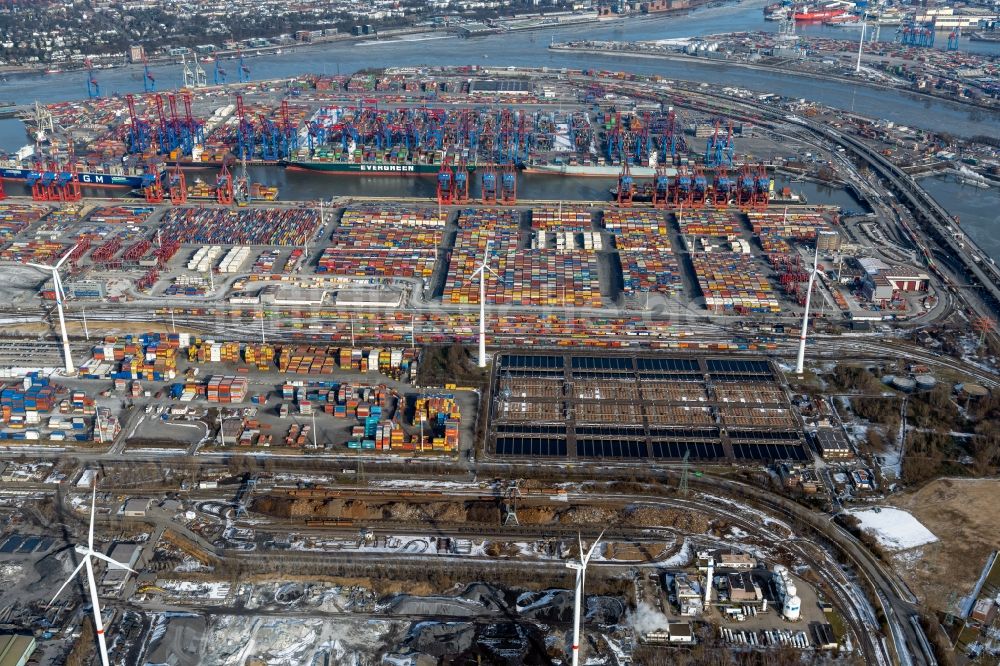 Luftaufnahme Hamburg - Containerterminal im Containerhafen des Überseehafen Hamburg in Hamburg, Deutschland