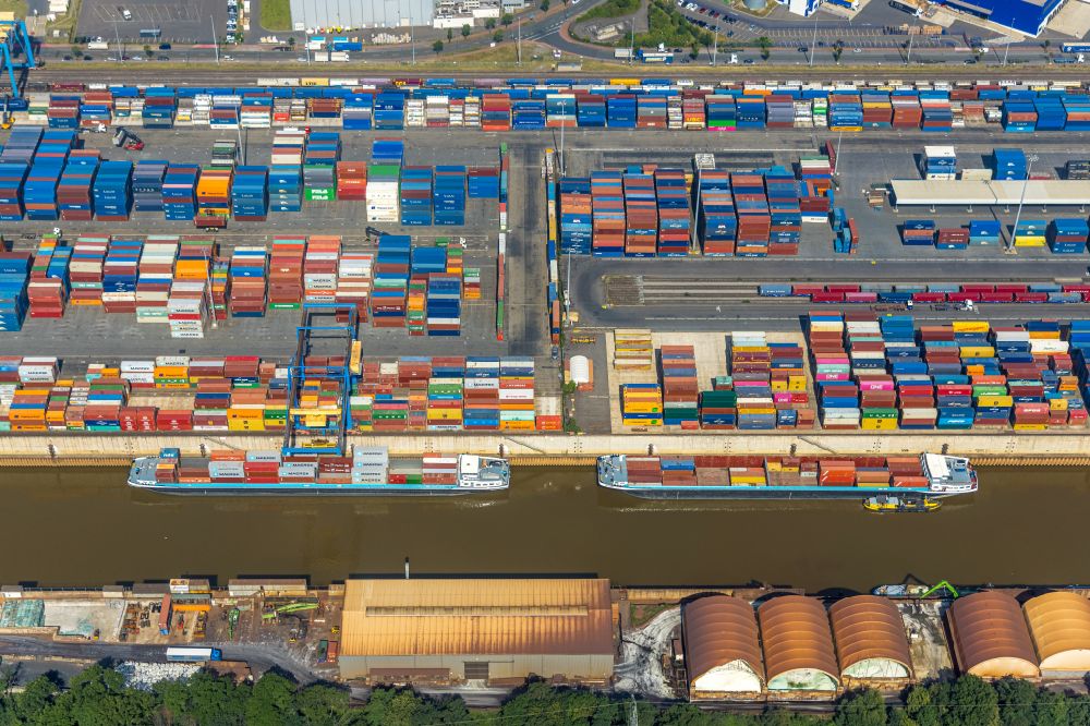 Luftbild Duisburg - Containerterminal im Containerhafen des Binnenhafen Duisburg Intermodal Terminal (DIT) in Duisburg im Bundesland Nordrhein-Westfalen