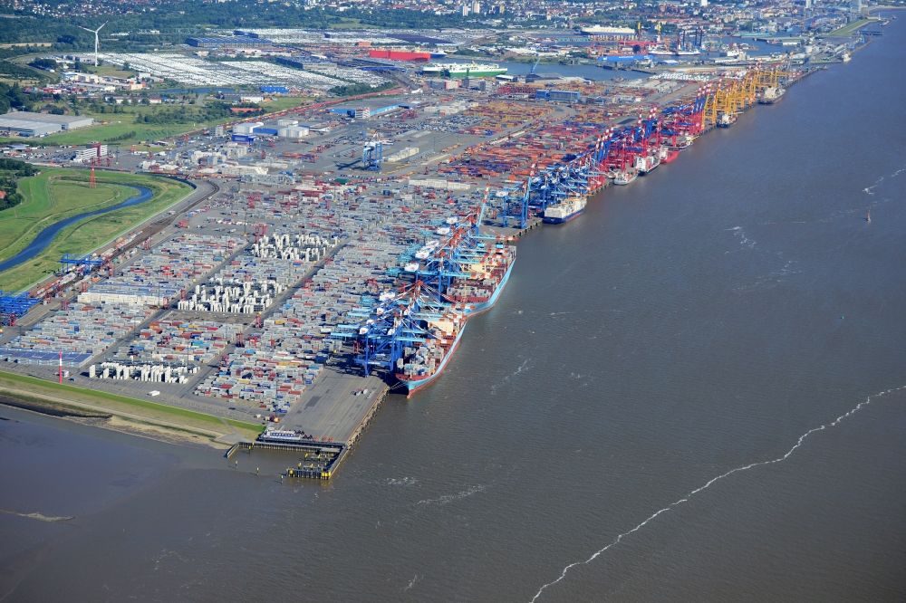 Luftaufnahme Bremerhaven - Containerterminal im Containerhafen in Bremerhaven im Bundesland Bremen