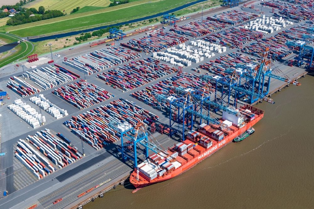 Luftaufnahme Bremerhaven - Containerterminal im Containerhafen in Bremerhaven im Bundesland Bremen
