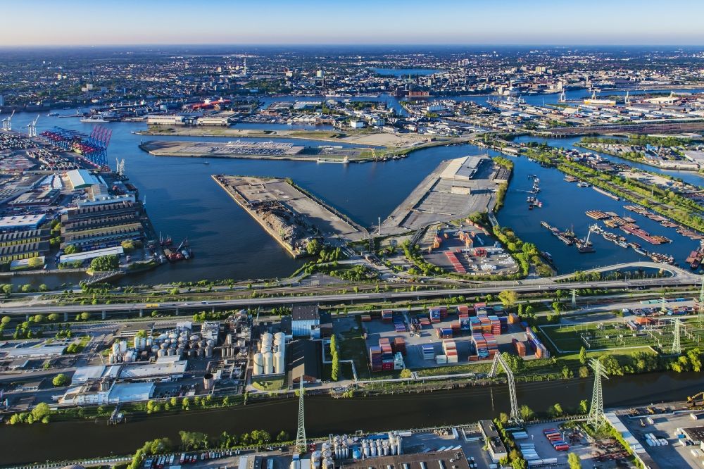 Luftbild Hamburg - Containerterminal im Containerhafen Oderhafen und Travehafen im Hamburger Hafen im Süden von Hamburg