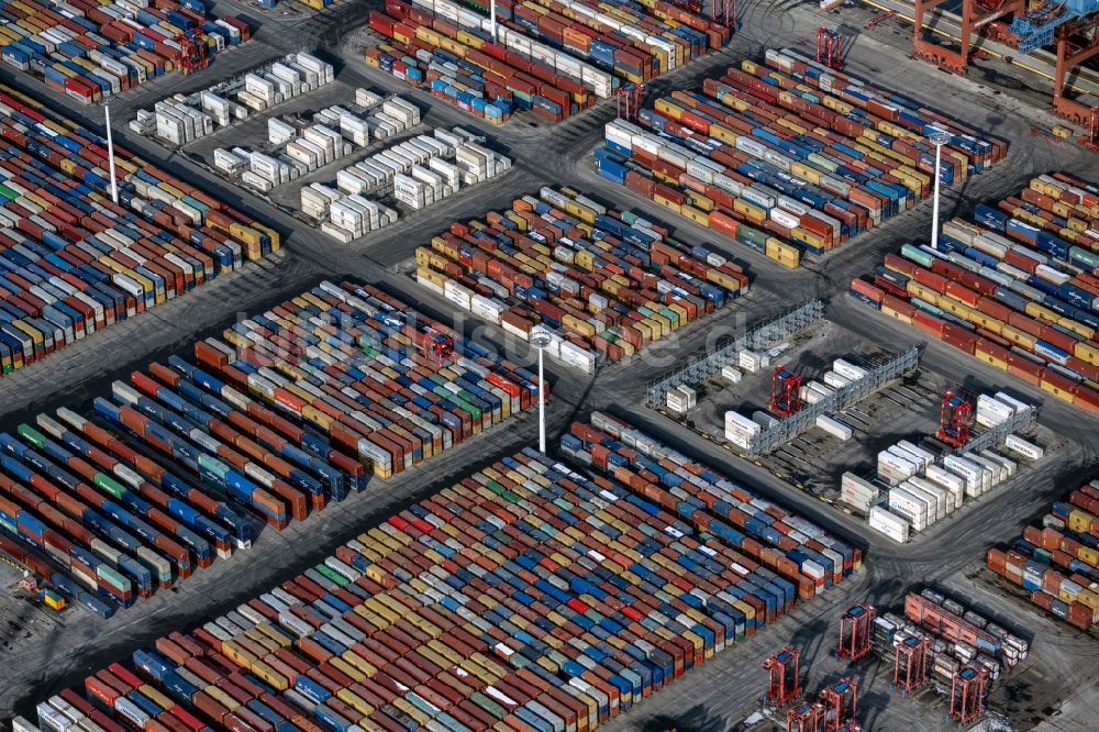 Luftbild Hamburg - Containerterminal im Containerhafen des Überseehafen Burchardkai von Eurogate im Ortsteil Waltershof in Hamburg, Deutschland