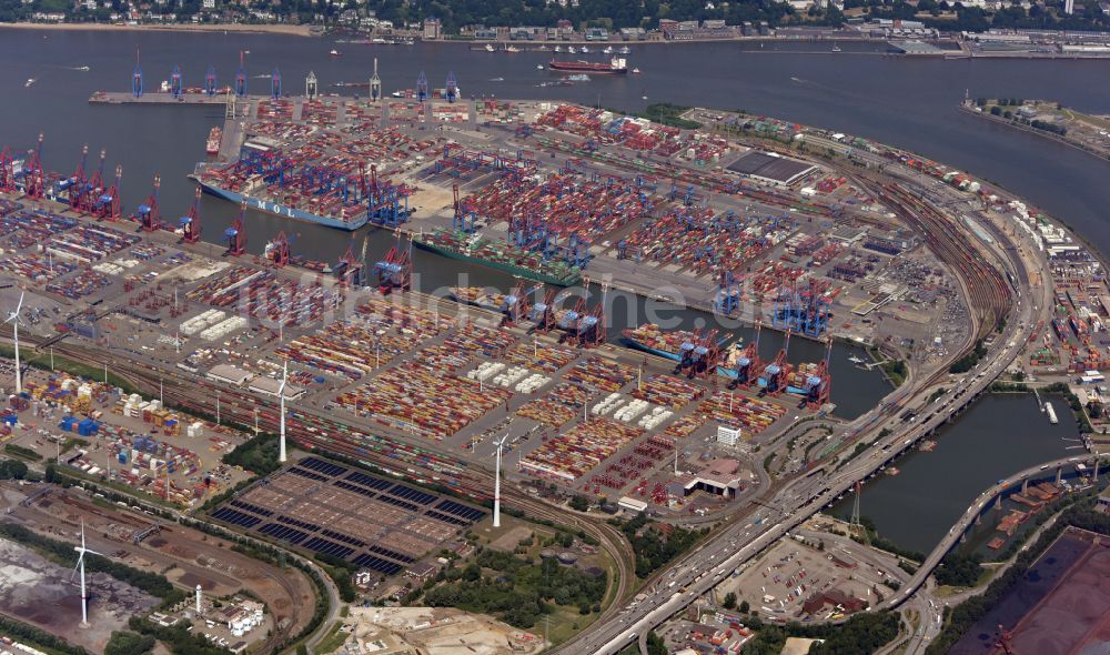 Hamburg von oben - Containerterminal von Eurogate im Containerhafen am Burchardkai des Überseehafen im Ortsteil Waltershof in Hamburg, Deutschland