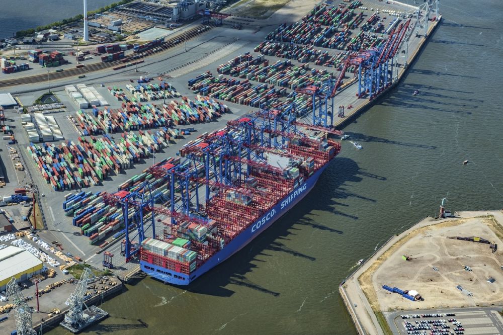 Luftbild Hamburg - Containerterminal Tollerort im Containerhafen des Überseehafen im Stadtteil Steinwerder in Hamburg