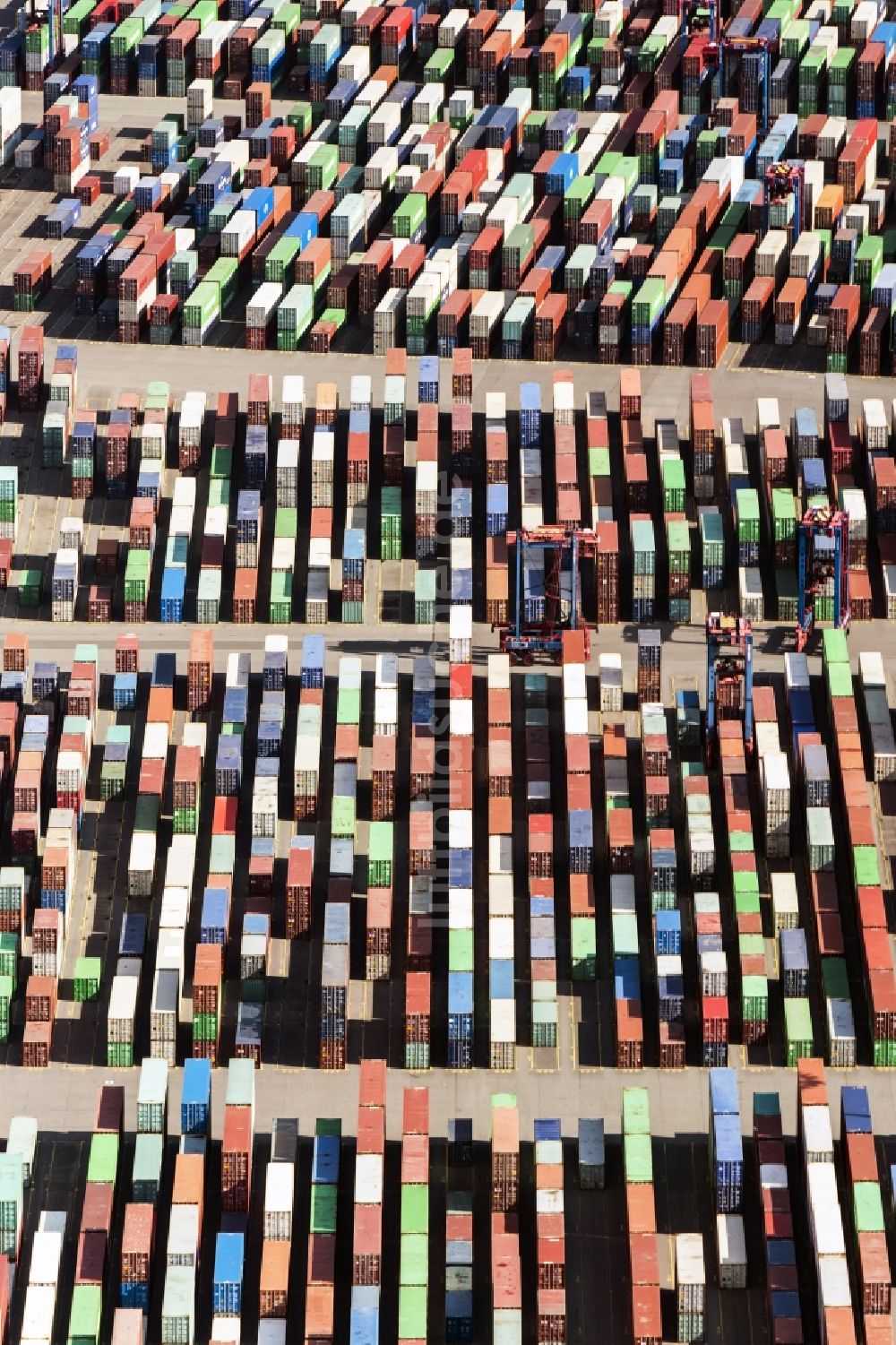 Hamburg von oben - Containerterminal Tollerort im Containerhafen des Überseehafen im Stadtteil Steinwerder in Hamburg mit dem Klärwerk Köhlbrandhöft
