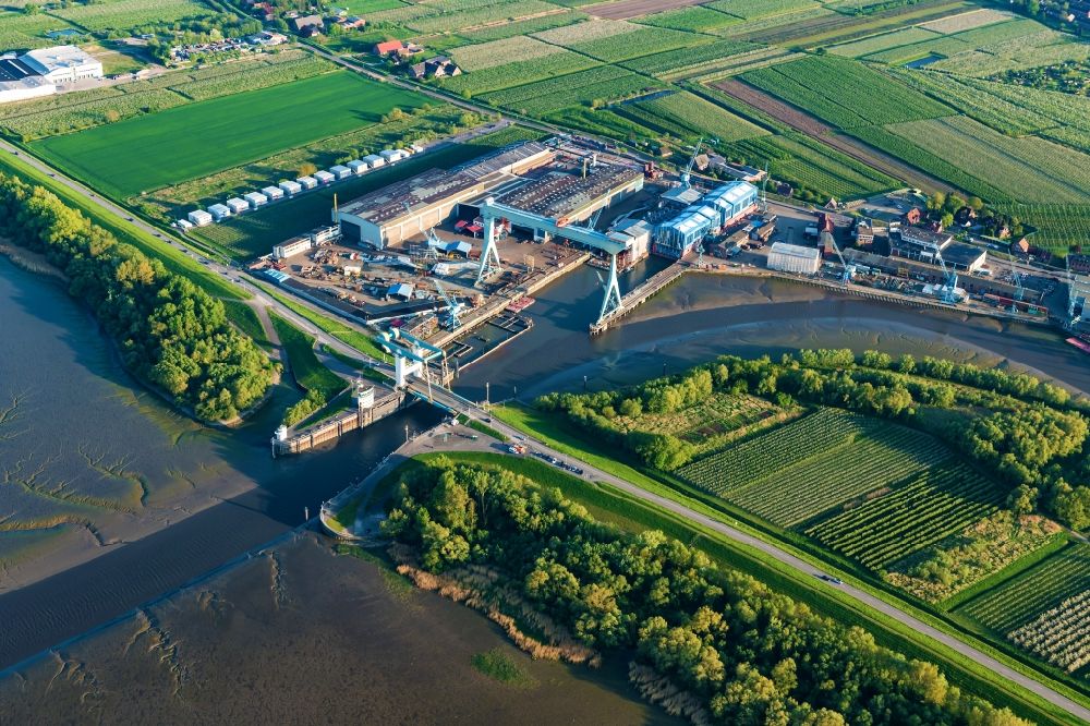 Luftbild Hamburg - Cranz Pella Sietas Werft im Bundesland Hamburg, Deutschland