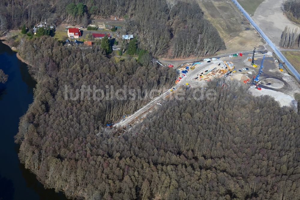 Luftbild Bindow - Dahme Fluß- Unterquerung der neuen Europäischen Gas-Anbindungsleitung ( Eugal ) in Bindow im Bundesland Brandenburg, Deutschland