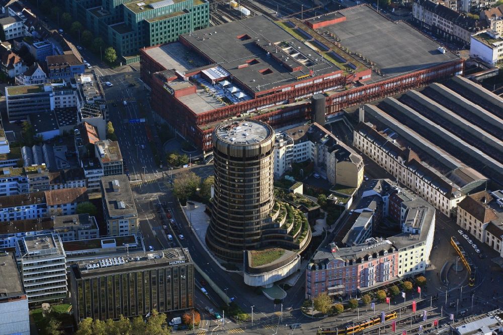 Luftbild Basel - Das Gebäude der Bank für Internationalen Zahlungsausgleich BIZ in Basel in der Schweiz
