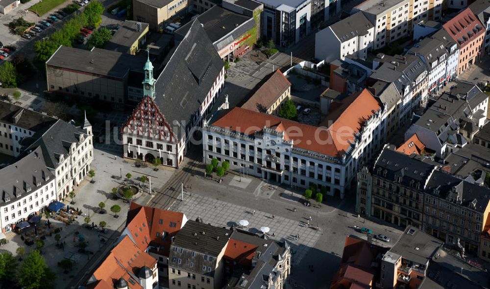 Zwickau von oben - Das Gewandhaus in Zickau, welches das Stadttheater beherbergt