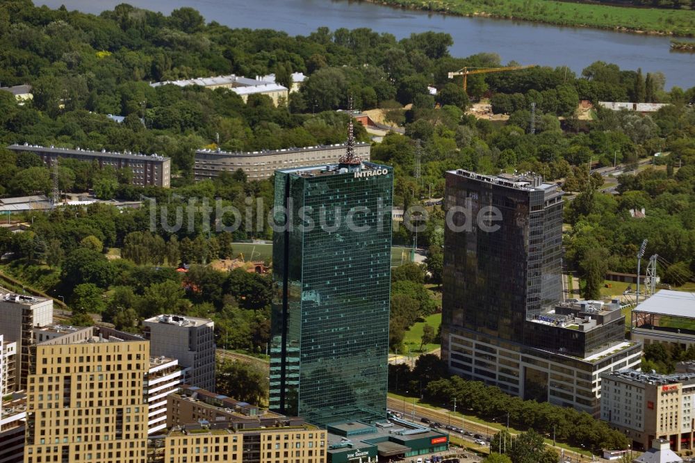 Luftbild Warschau - Das Hochhaus Intraco I im Bezirk Zoliborz in Warschau in Polen