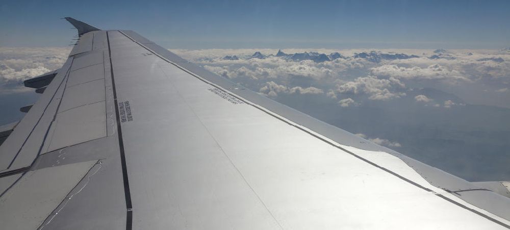 Saint-Gervais-les-Bains aus der Vogelperspektive: Das Mont Blanc Massiv oberhalb der Wolkendecke in den Französischen Alpen