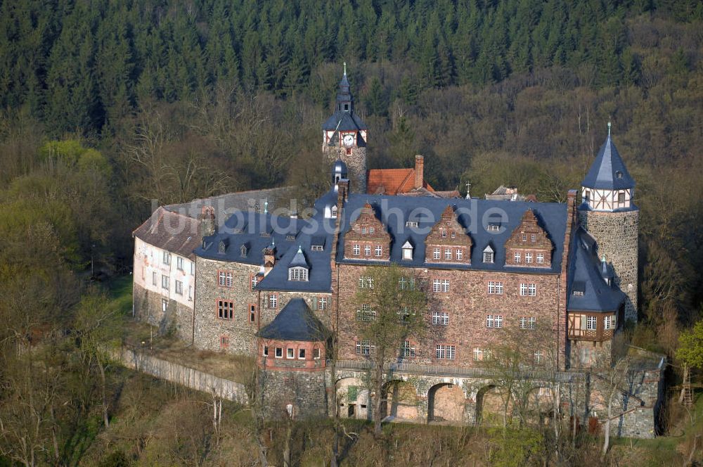 MANSFELD aus der Vogelperspektive: Das Schloss Rammelburg im Ortsteil Rammelburg von Mansfeld