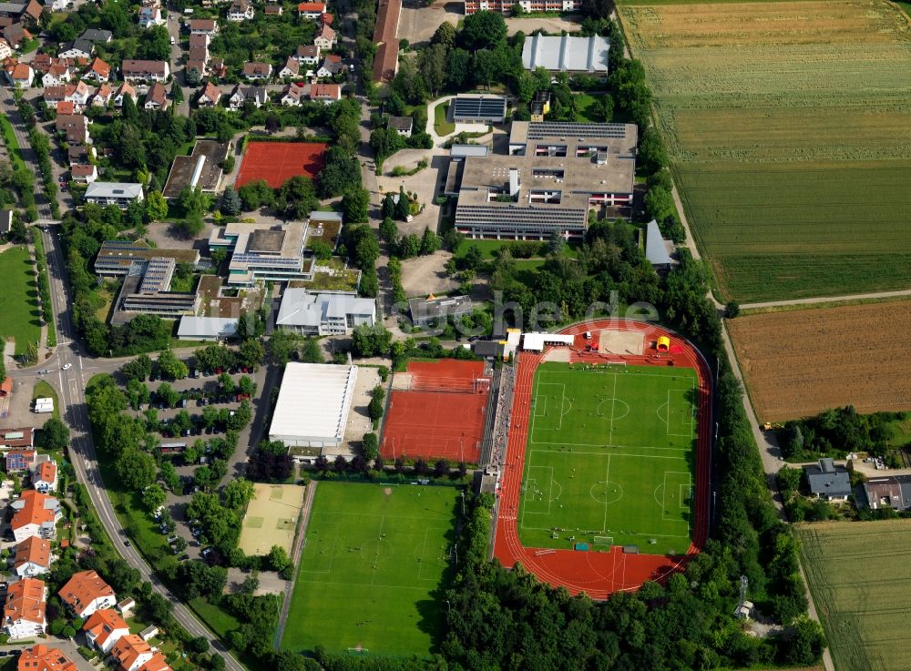 Luftaufnahme Marbach - Das Stadion Am Leiselstein in Marbach am Neckar im Bundesland Baden-Württemberg