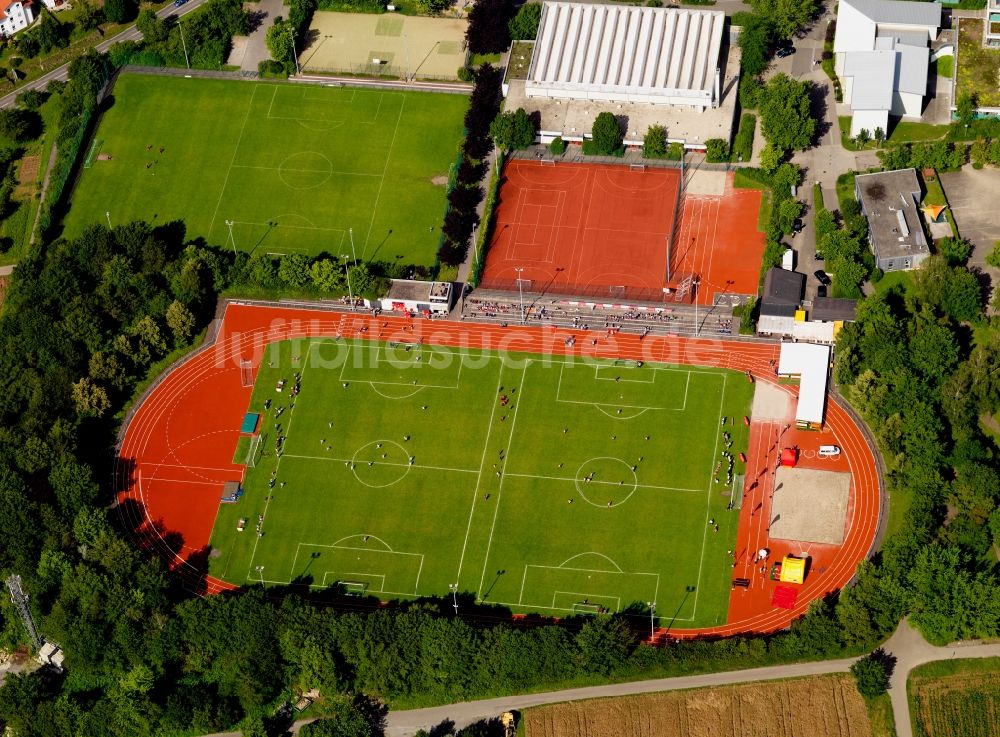 Marbach aus der Vogelperspektive: Das Stadion Am Leiselstein in Marbach am Neckar im Bundesland Baden-Württemberg