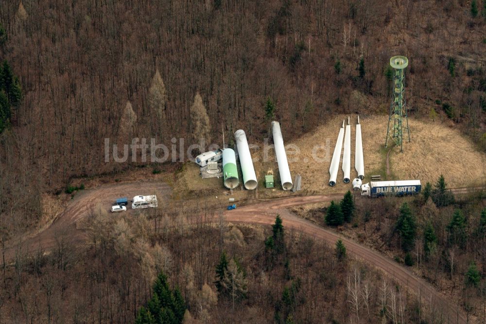 Ettenheimmünster von oben - Demontage der Windenergieanlagen (WEA) - Windrad- in einem Waldstück in Ettenheim im Bundesland Baden-Württemberg, Deutschland