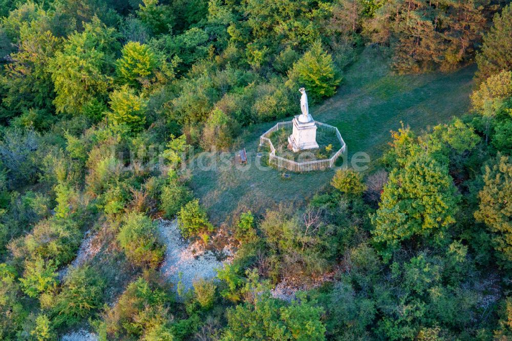 Luftaufnahme Poissons - Denkmal Maria Statue in Poissons in Grand Est, Frankreich