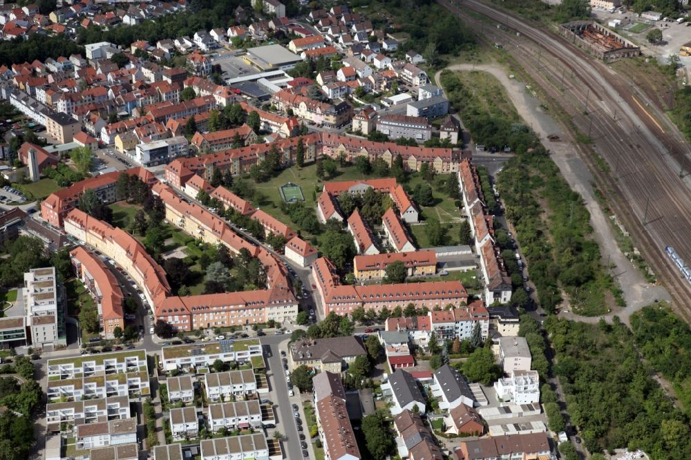 Luftbild Worms - Denkmalzone im Bereich der Stralenbergstraße in Worms im Bundesland Rheinland-Pfalz, Deutschland