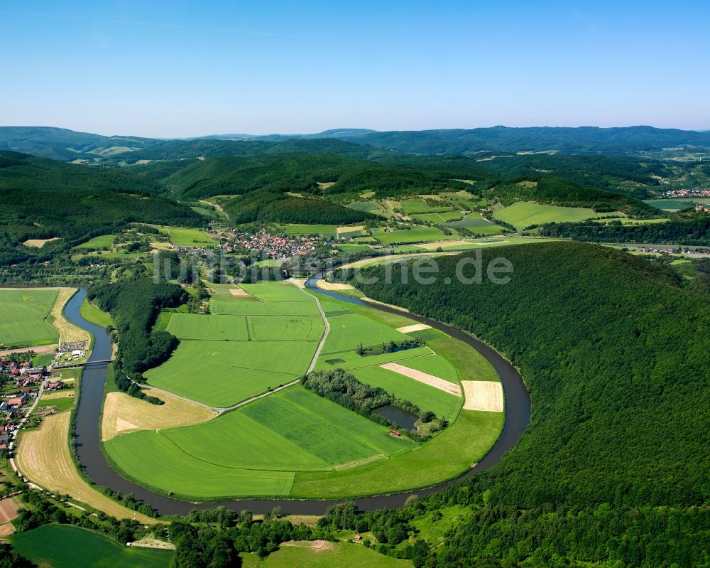 Luftbild Lindewerra - Der Fluss Werra in der Gemeinde Lindewerra im Bundesland Thüringen