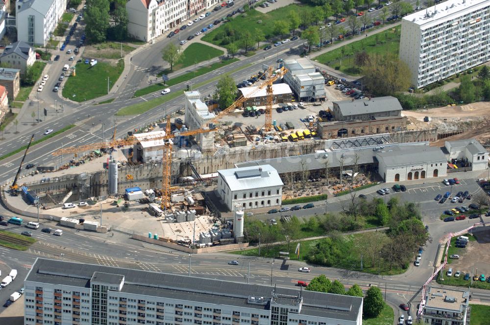 Luftaufnahme LEIPZIG - Der Leipziger Bayerische Bahnhof mit City-Tunnel-Baustelle