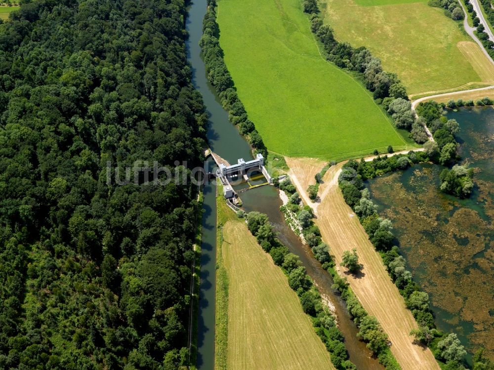 Luftbild Kirchentellinsfurt - Der Neckarkanal und die Staustufe in der Gemeinde Kirchentellinsfurt im Bundesland Baden-Württemberg
