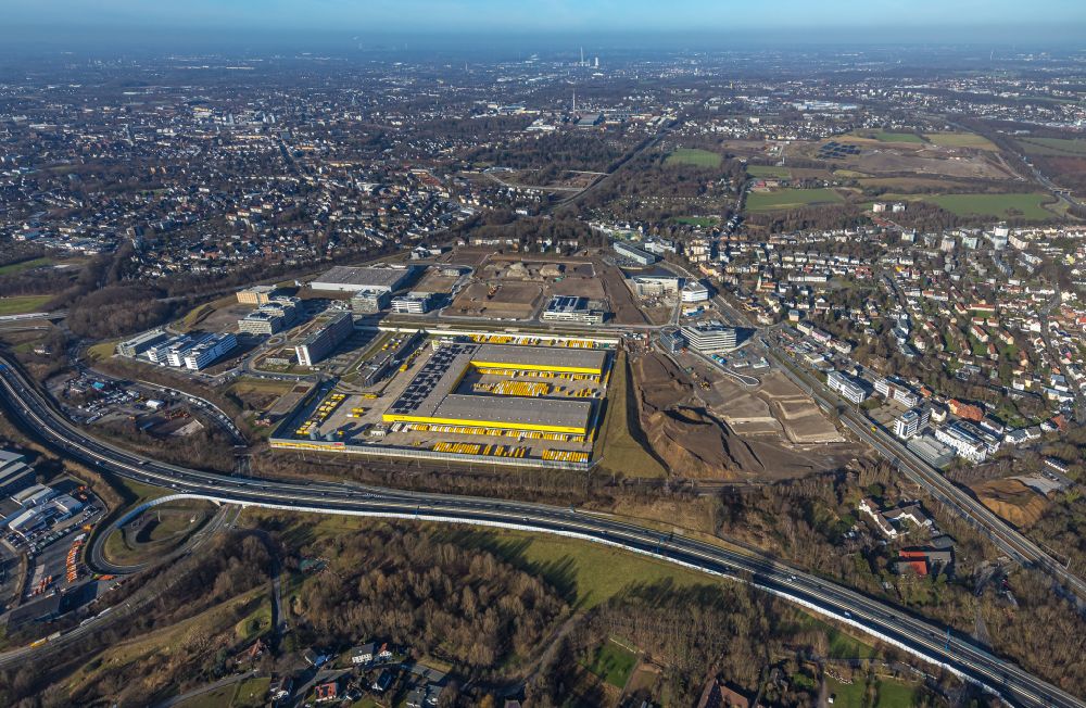 Bochum aus der Vogelperspektive: DHL Logistikzentrum auf dem Gelände des Entwicklungsgebiet MARK 517 in Bochum im Bundesland Nordrhein-Westfalen, Deutschland