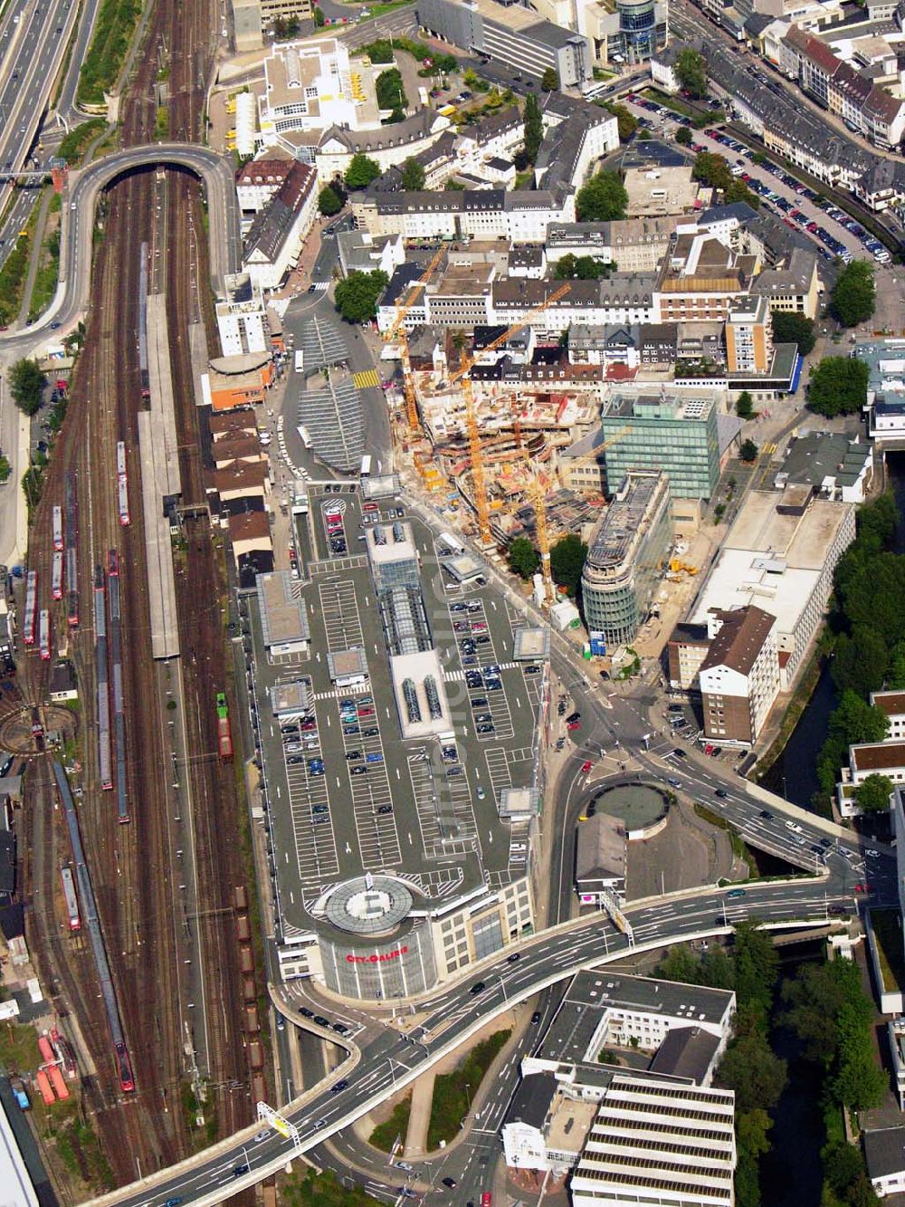 Luftaufnahme Siegen - Die City Galerie und die Baustelle des Sieg-Carré in Siegen