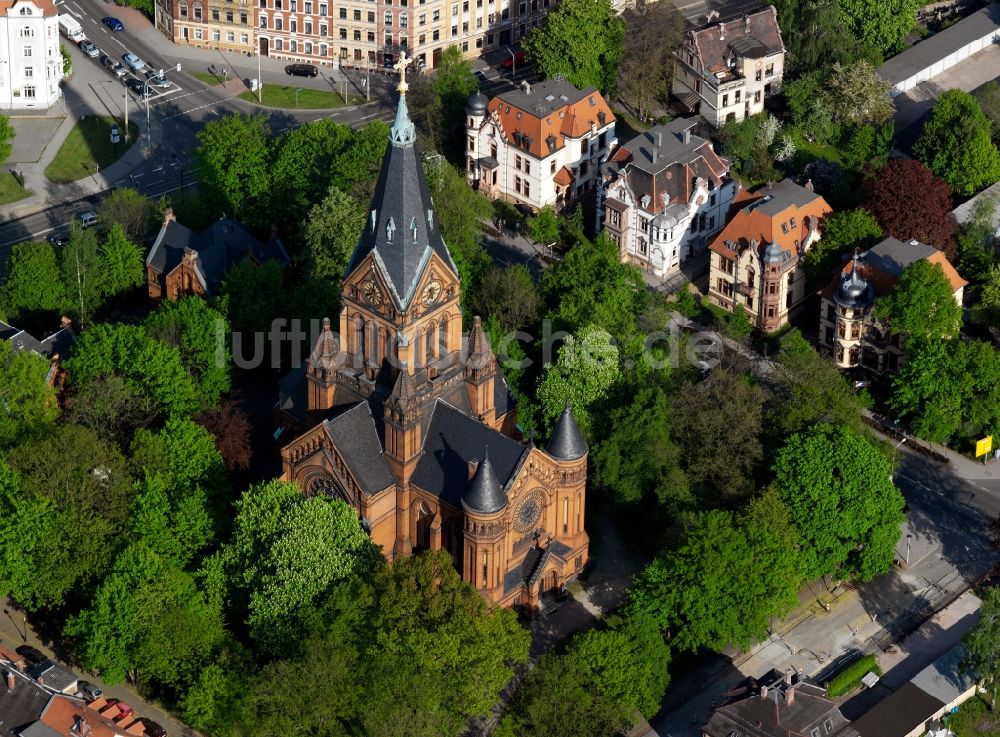 Luftaufnahme Zwickau - Die evangeliche Moritz Kirche in Zwickau im Bundesland Sachsen