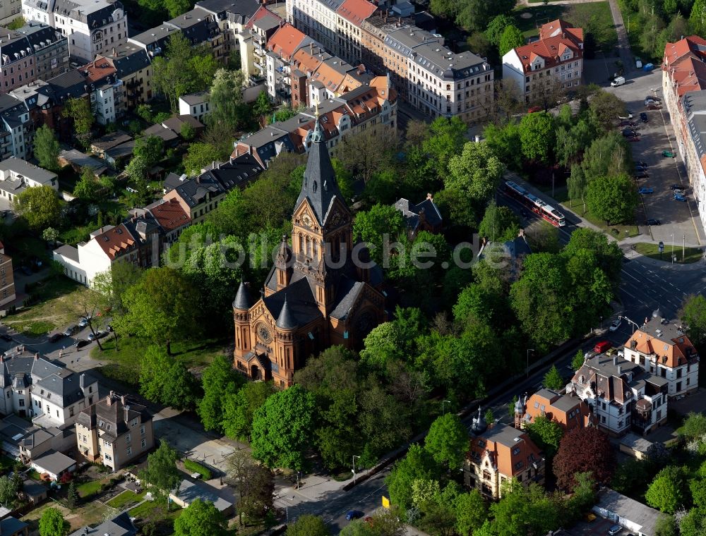 Zwickau aus der Vogelperspektive: Die Moritzkirche zu Zwickau im Bundesland Sachsen