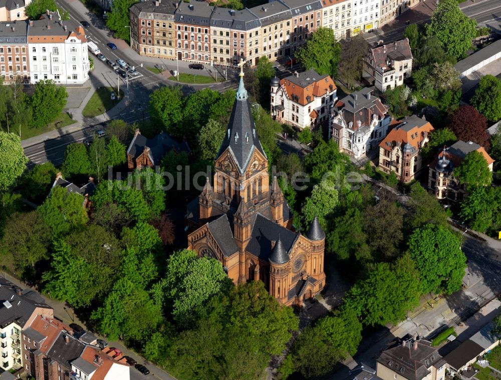 Luftbild Zwickau - Die Moritzkirche zu Zwickau im Bundesland Sachsen