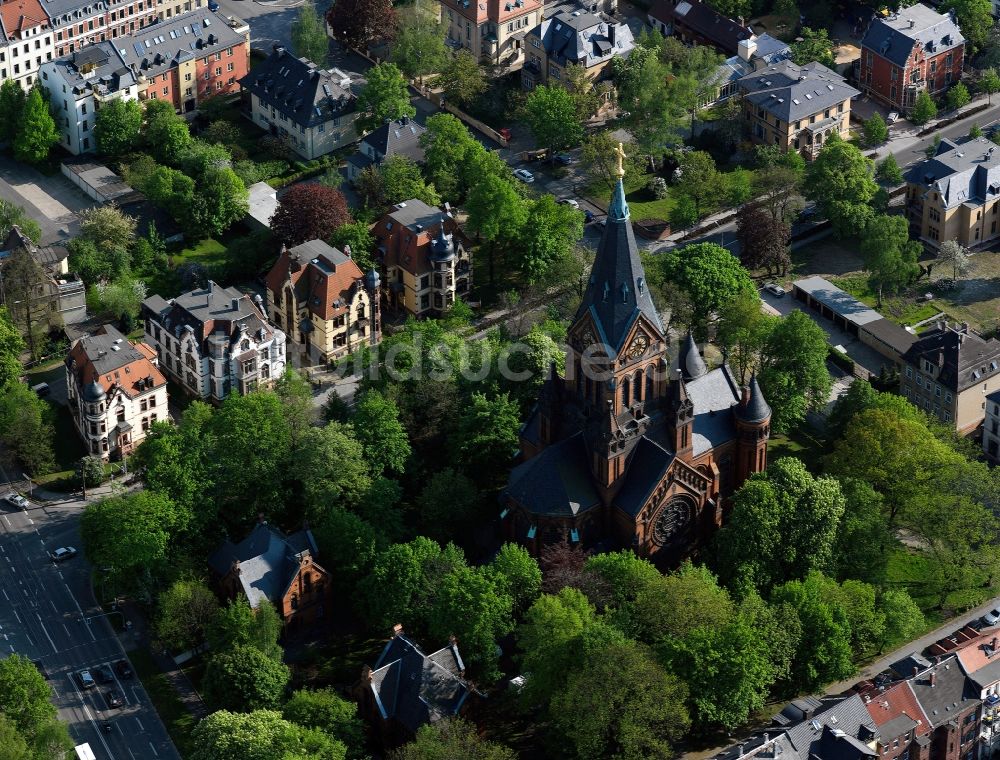 Luftaufnahme Zwickau - Die Moritzkirche zu Zwickau im Bundesland Sachsen