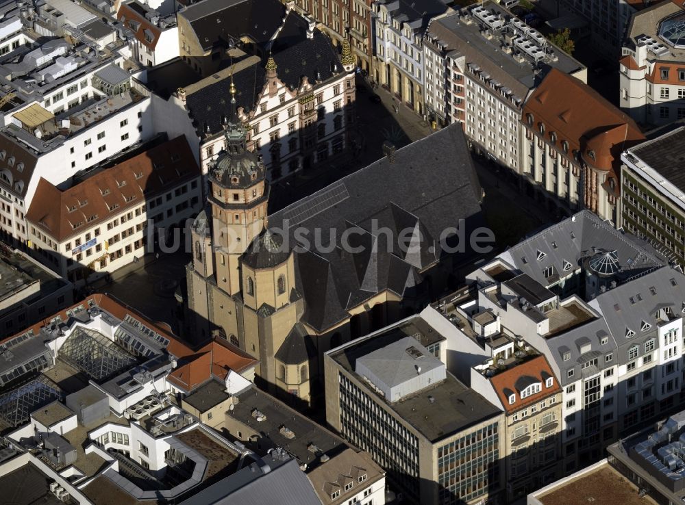 Luftaufnahme Leipzig - Die Nikolaikirche in Leipzig im Bundesland Sachsen